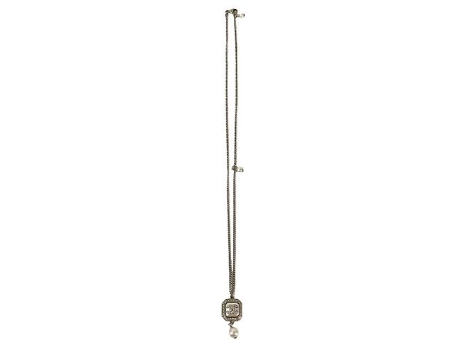 Collana di perle finte Chanel Coco Mark Argento Metallico - vista 6