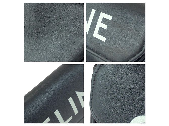 Céline Celine Schultertasche aus Leder mit Dreieckslogo Schwarz - Ansicht 6