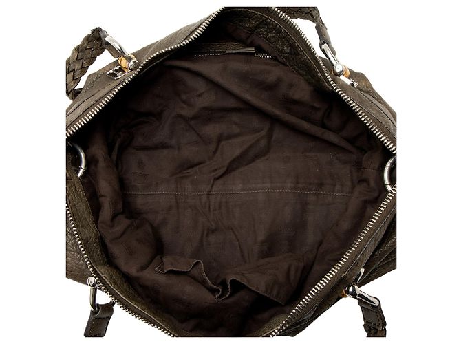 Gucci Leder Bamboo Bar Medium Tote Grau - Ansicht 7