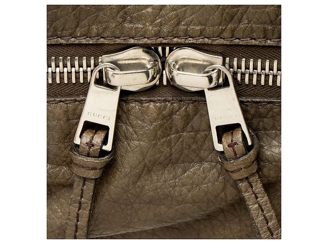 Gucci Leder Bamboo Bar Medium Tote Grau - Ansicht 9