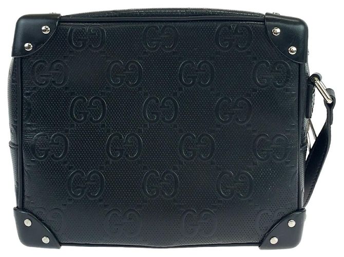 Bolsa de ombro em couro com estampa GG da Gucci Preto - vista 2