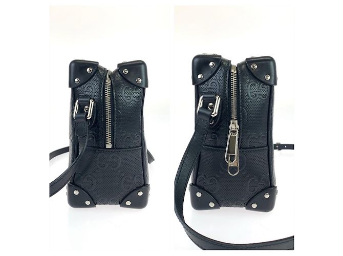 Bolsa de ombro em couro com estampa GG da Gucci Preto - vista 9