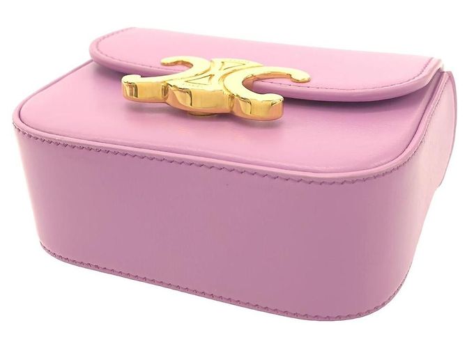 Céline Borsa a Spalla Mini Claude in Pelle di Vitello Celine D'oro Metallico - vista 3