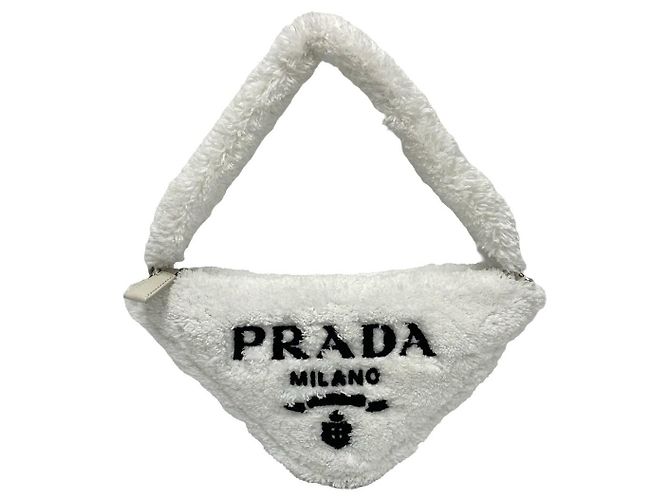 Borsa a mano in spugna Triangle di Prada Bianco - vista 2