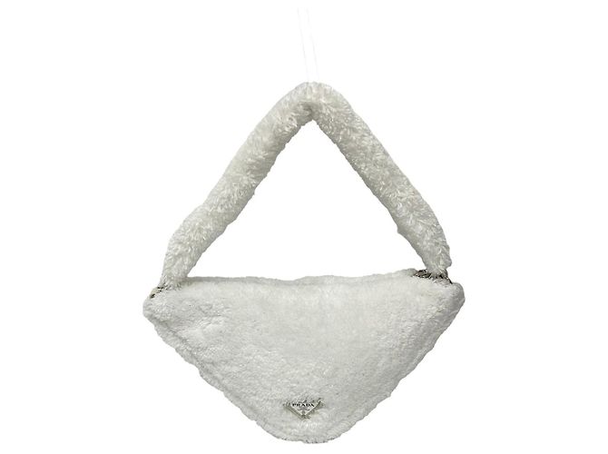 Borsa a mano in spugna Triangle di Prada Bianco - vista 5