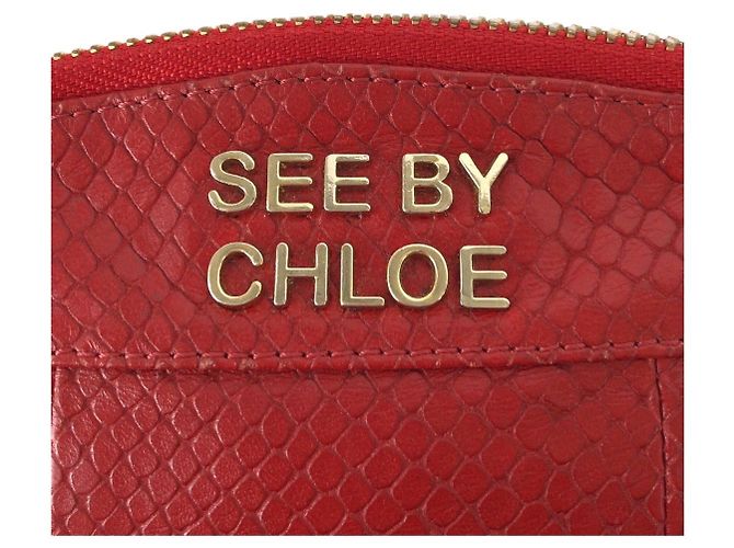 Chloé Chloe Leder-Münzbeutel Rot Gold - Ansicht 3