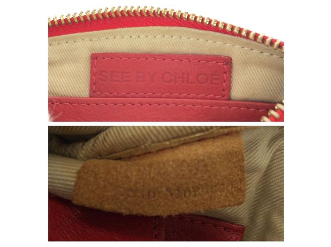Chloé Chloe Leder-Münzbeutel Rot Gold - Ansicht 4