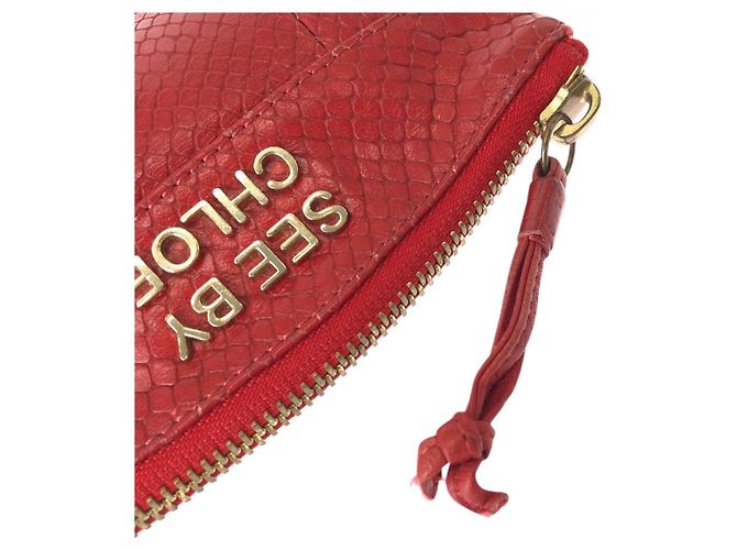 Chloé Chloe Leder-Münzbeutel Rot Gold - Ansicht 6