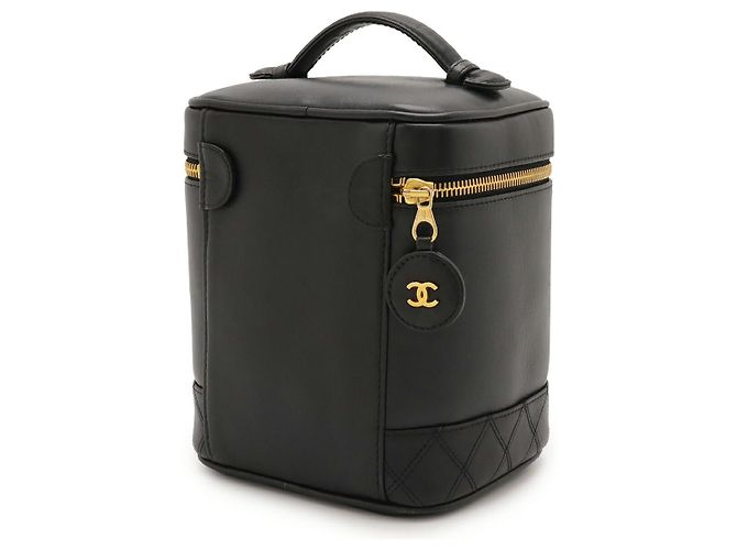 Vanity Chanel Bicolor Leder Kosmetiktasche Schwarz - Ansicht 2