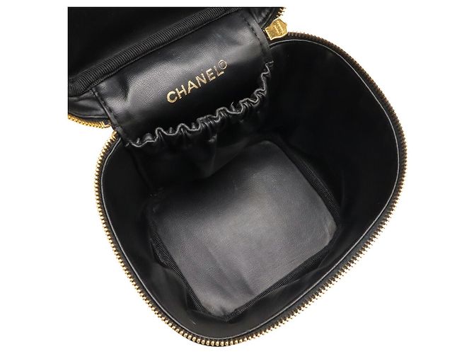 Vanity Chanel Bicolor Leder Kosmetiktasche Schwarz - Ansicht 7
