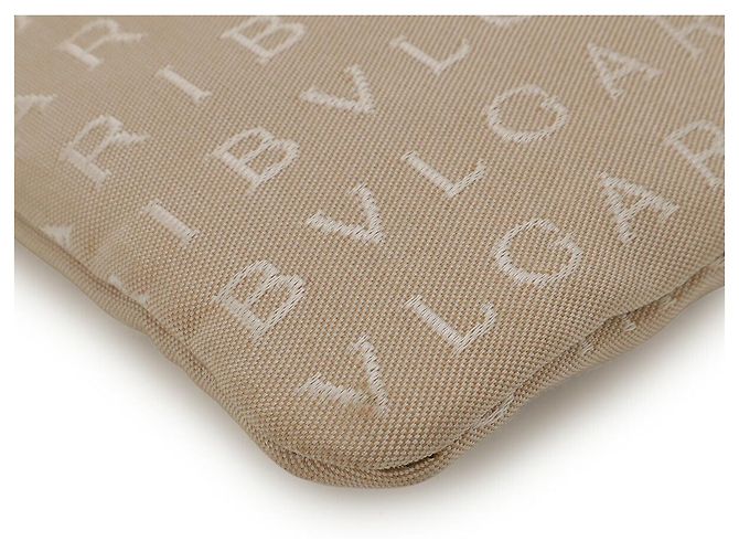 Bulgari Borsa a spalla in tela e pelle con logo Bvlgari Marrone Beige - vista 3