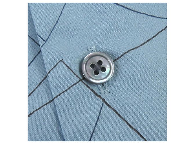 Camisa de algodón de la serie Finesse en algodón Selles en Fragments de acero inoxidable 24 de Hermès Azul - vista 4