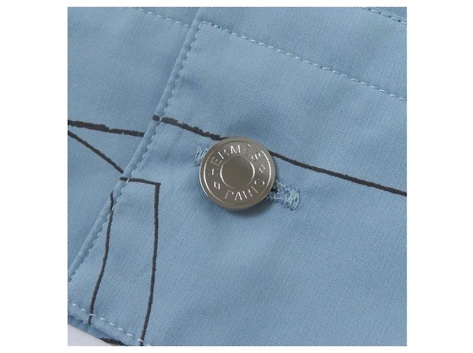 Camisa de algodón de la serie Finesse en algodón Selles en Fragments de acero inoxidable 24 de Hermès Azul - vista 5