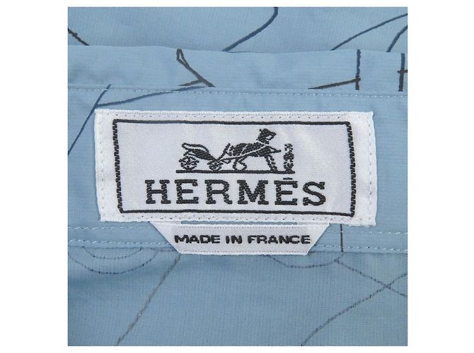 Camisa de algodón de la serie Finesse en algodón Selles en Fragments de acero inoxidable 24 de Hermès Azul - vista 6