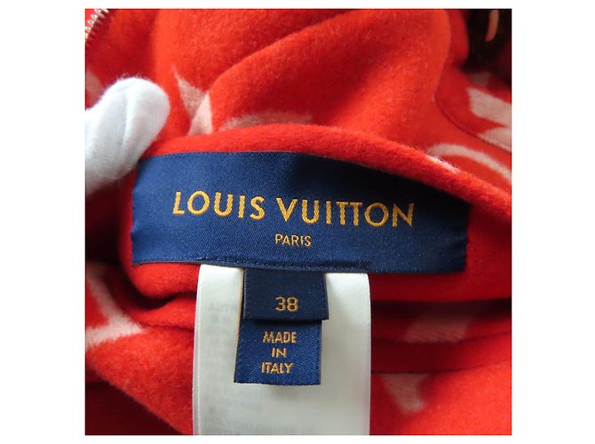 Cappotto con cappuccio in lana e seta Monogramma Gigante Louis Vuitton Rosso - vista 14