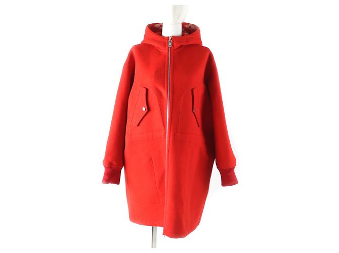 Cappotto con cappuccio in lana e seta Monogramma Gigante Louis Vuitton Rosso - vista 5