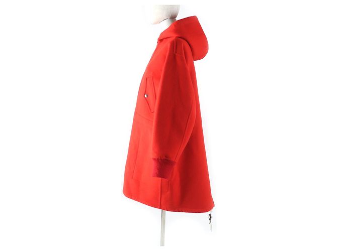 Cappotto con cappuccio in lana e seta Monogramma Gigante Louis Vuitton Rosso - vista 6