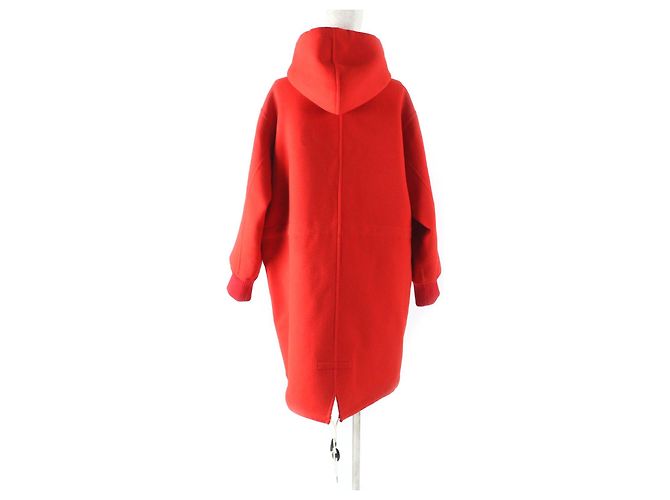 Cappotto con cappuccio in lana e seta Monogramma Gigante Louis Vuitton Rosso - vista 7