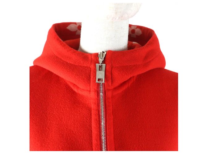 Cappotto con cappuccio in lana e seta Monogramma Gigante Louis Vuitton Rosso - vista 8