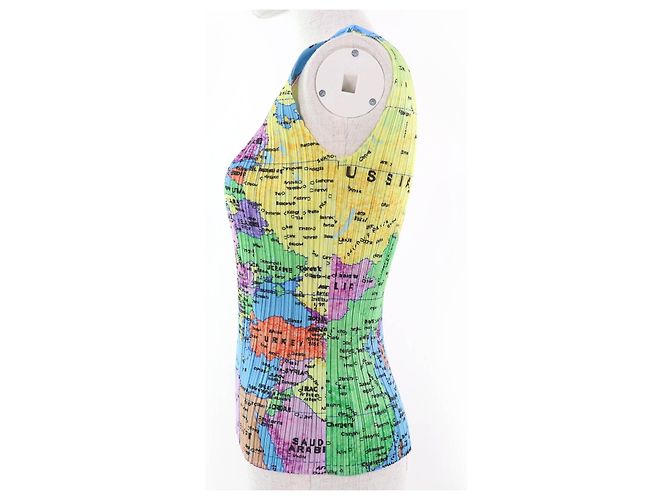 Issey Miyake Camiseta sin mangas Mapa del Mundo PLEATS PLEASE Multicolor - vista 2