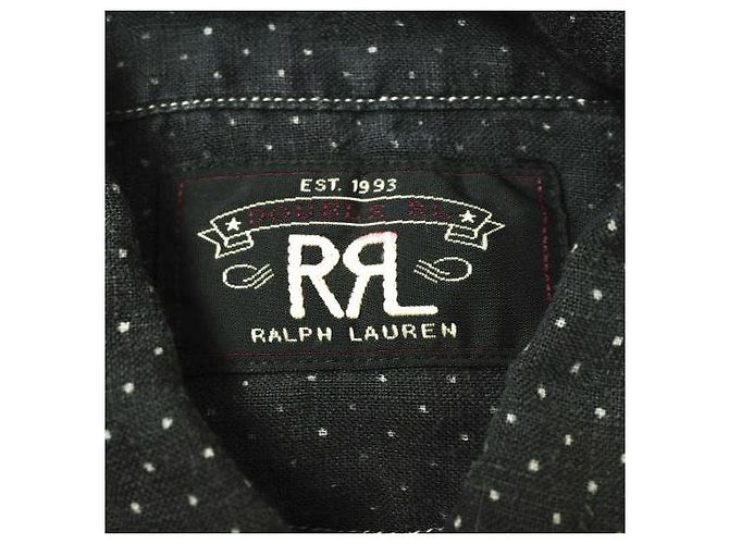 Ralph Lauren RRL Polka-Dot Leinen Pullover-Shirt Schwarz - Ansicht 3