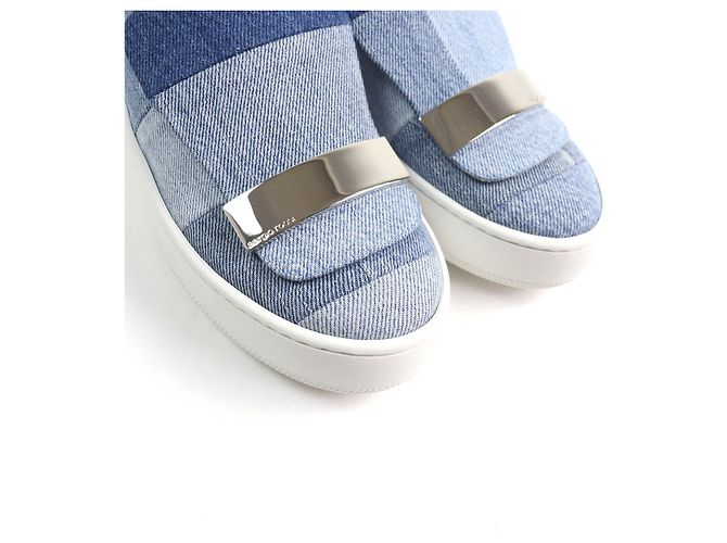 Autre Marque Patchwork-Denim-Sneaker Sergio Rossi Levis sr1 ADDICT Blau - vista 7