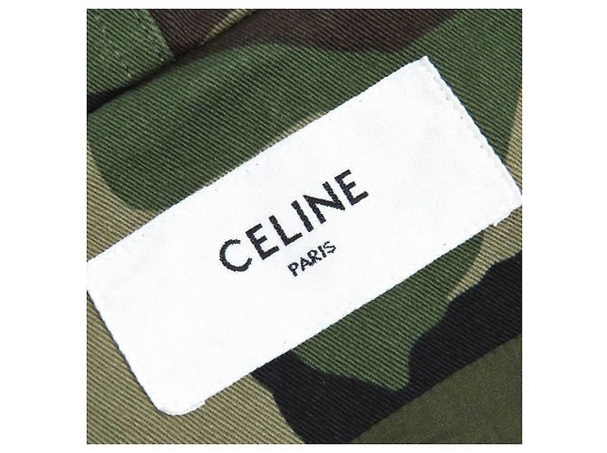 Edge Céline Cappotto in cotone camouflage Celine Verde Cachi - vista 7