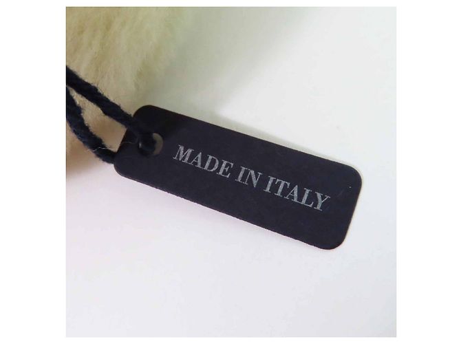 Accessorio per capelli in pelliccia di pecora con logo Triangolo Prada Beige - vista 7