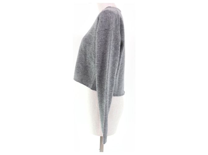 Miu Miu MIUMIU Strickpullover mit V-Ausschnitt Grau - Ansicht 2