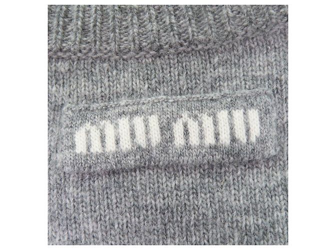 Miu Miu MIUMIU Strickpullover mit V-Ausschnitt Grau - Ansicht 5