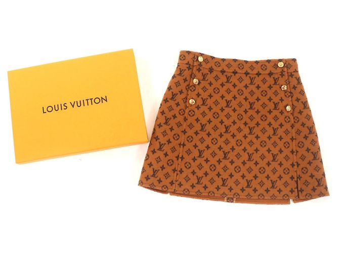 Falda de Lana Monogram Louis Vuitton Castaño - vista 2