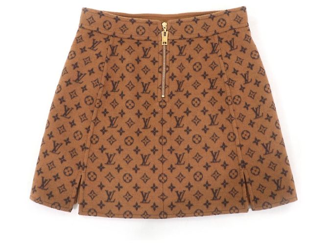 Falda de Lana Monogram Louis Vuitton Castaño - vista 3