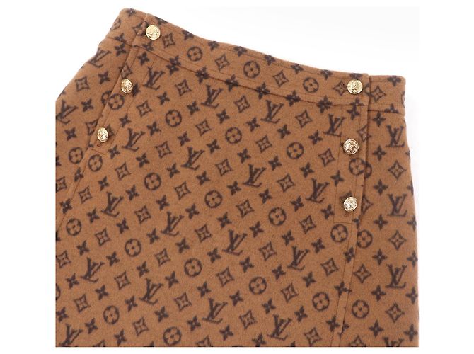 Falda de Lana Monogram Louis Vuitton Castaño - vista 4