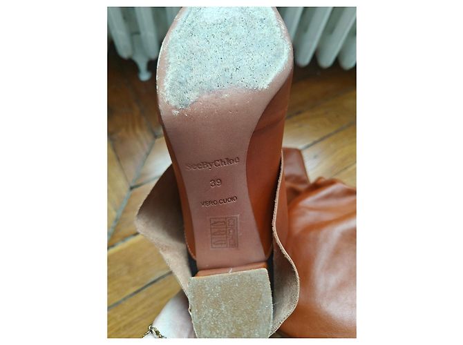 Botas de cuero marrón See By Chloé Castaño - vista 6