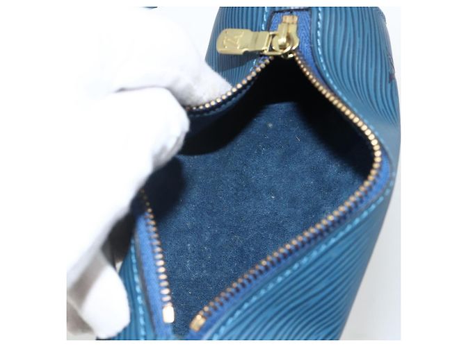 Pochette Soufflot in pelle Epi Louis Vuitton Blu - vista 5