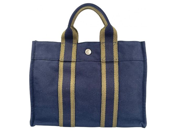 Hermès Tote Bag aus navy Canvas Marineblau - Ansicht 2