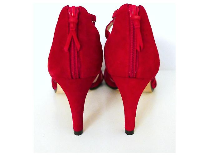 Sandali gladiatore in suede rosso Stuart Weitzman - vista 3
