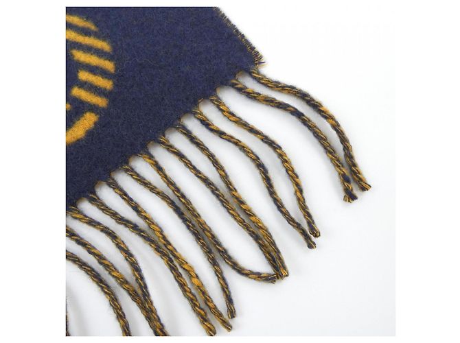 Stola in cashmere Hermès Giallo Blu navy - vista 2
