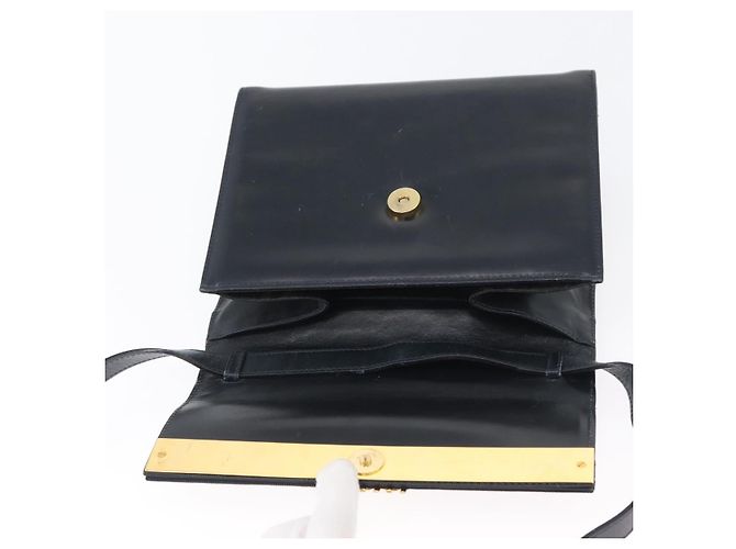 Borsa a Spalla Gancini in Pelle Salvatore Ferragamo Blu Navy Oro Auth 174541 D'oro - vista 15
