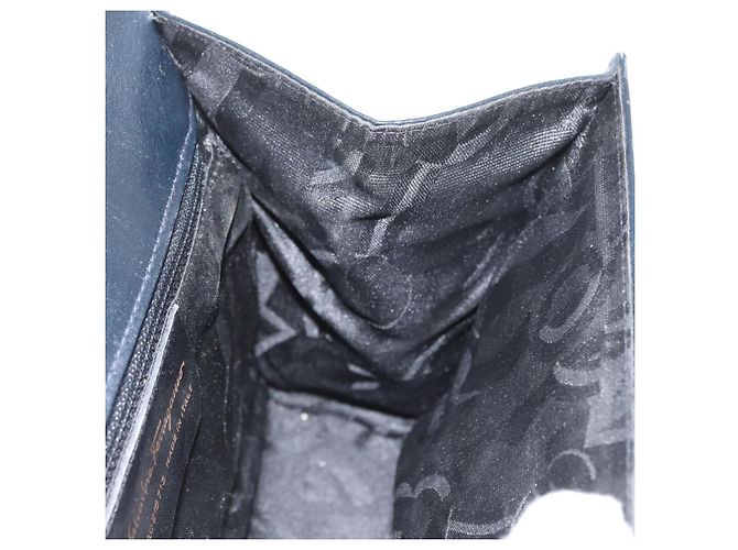 Borsa a Spalla Gancini in Pelle Salvatore Ferragamo Blu Navy Oro Auth 174541 D'oro - vista 18