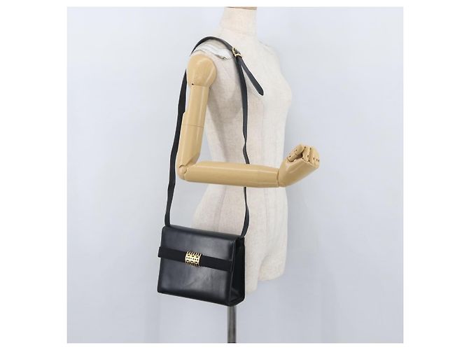 Borsa a Spalla Gancini in Pelle Salvatore Ferragamo Blu Navy Oro Auth 174541 D'oro - vista 22