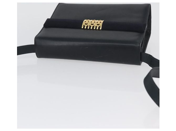 Borsa a Spalla Gancini in Pelle Salvatore Ferragamo Blu Navy Oro Auth 174541 D'oro - vista 6