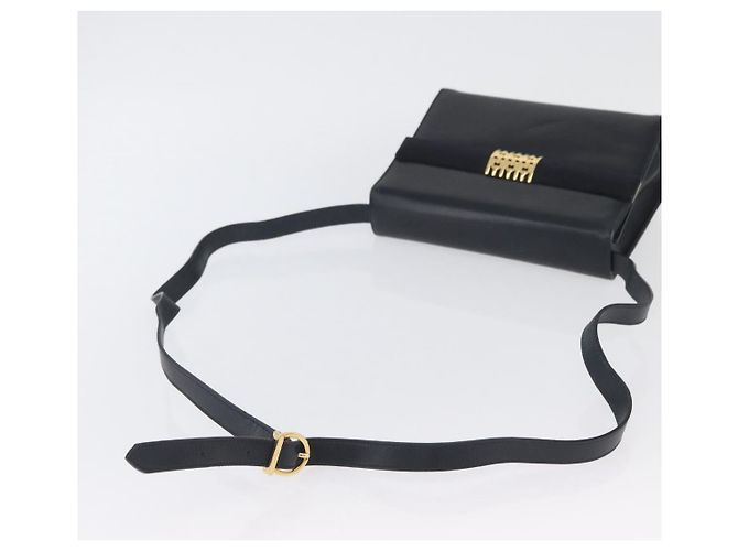 Borsa a Spalla Gancini in Pelle Salvatore Ferragamo Blu Navy Oro Auth 174541 D'oro - vista 7