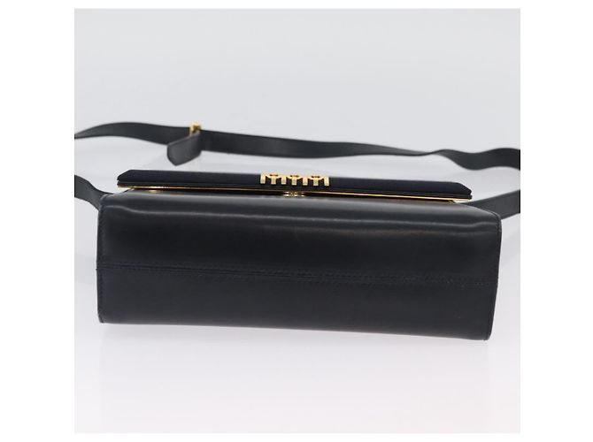 Borsa a Spalla Gancini in Pelle Salvatore Ferragamo Blu Navy Oro Auth 174541 D'oro - vista 9