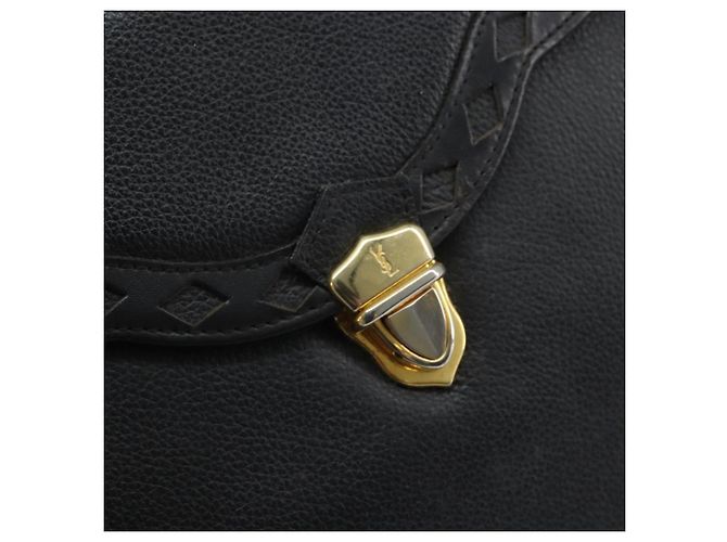 SAINT LAURENT Borsa a mano in pelle nera dorata Auth 174481 Nero D'oro - vista 15