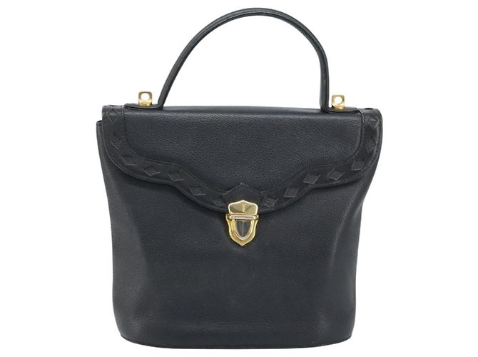 SAINT LAURENT Borsa a mano in pelle nera dorata Auth 174481 Nero D'oro - vista 2