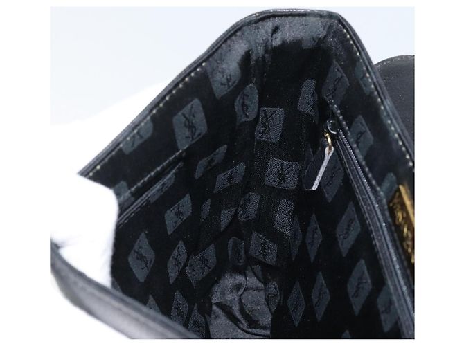 SAINT LAURENT Borsa a mano in pelle nera dorata Auth 174481 Nero D'oro - vista 20