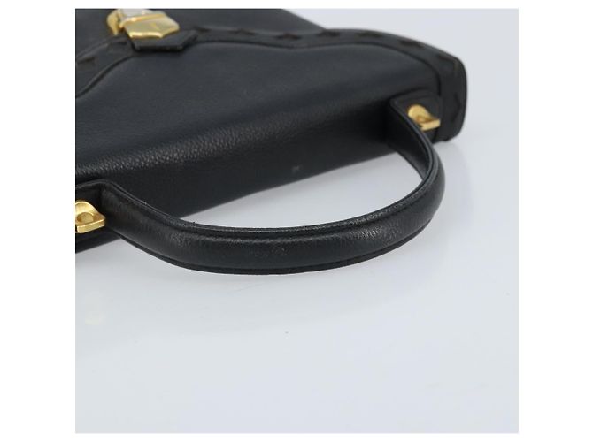 SAINT LAURENT Borsa a mano in pelle nera dorata Auth 174481 Nero D'oro - vista 7