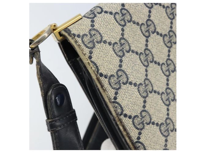 Gucci Borsa a Spalla GG Supreme PVC Navy Gold Auth ka3065 D'oro Blu navy - vista 14