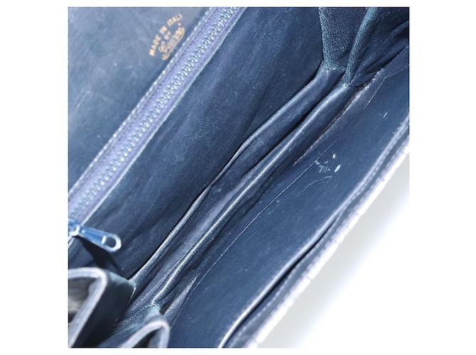 Gucci Borsa a Spalla GG Supreme PVC Navy Gold Auth ka3065 D'oro Blu navy - vista 18